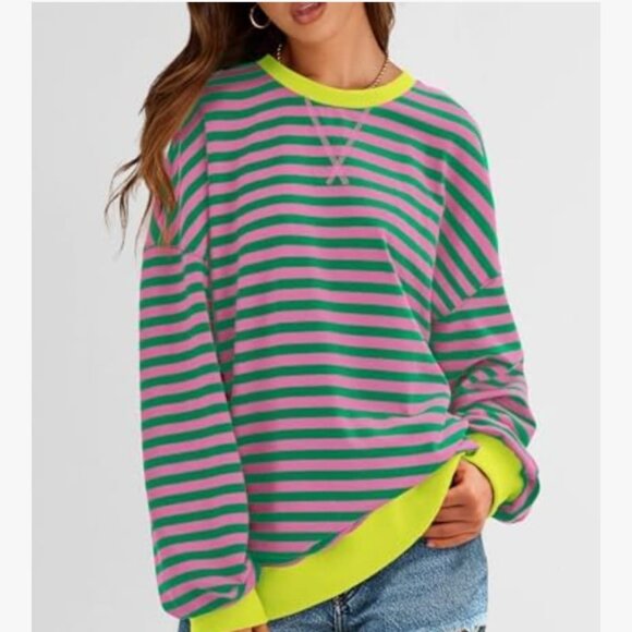 BTFBM Sweaters - Striped Oversized Sweatshirt – Size S – EUC